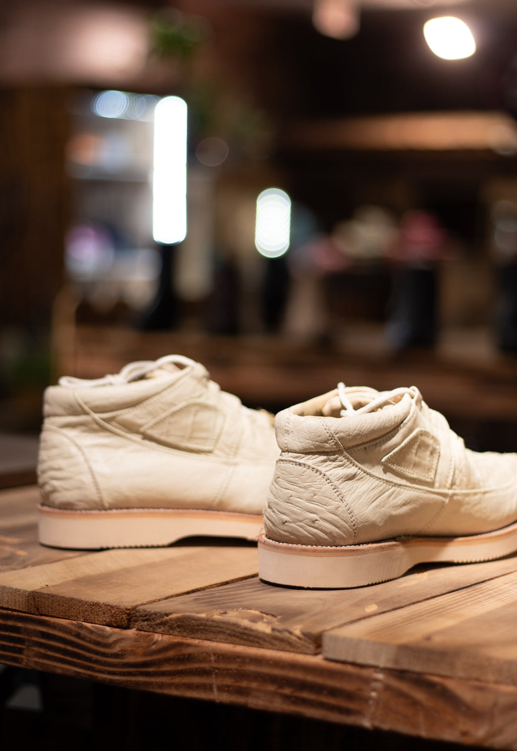 Caiman Ostrich “Winter White” Exotic Shoes