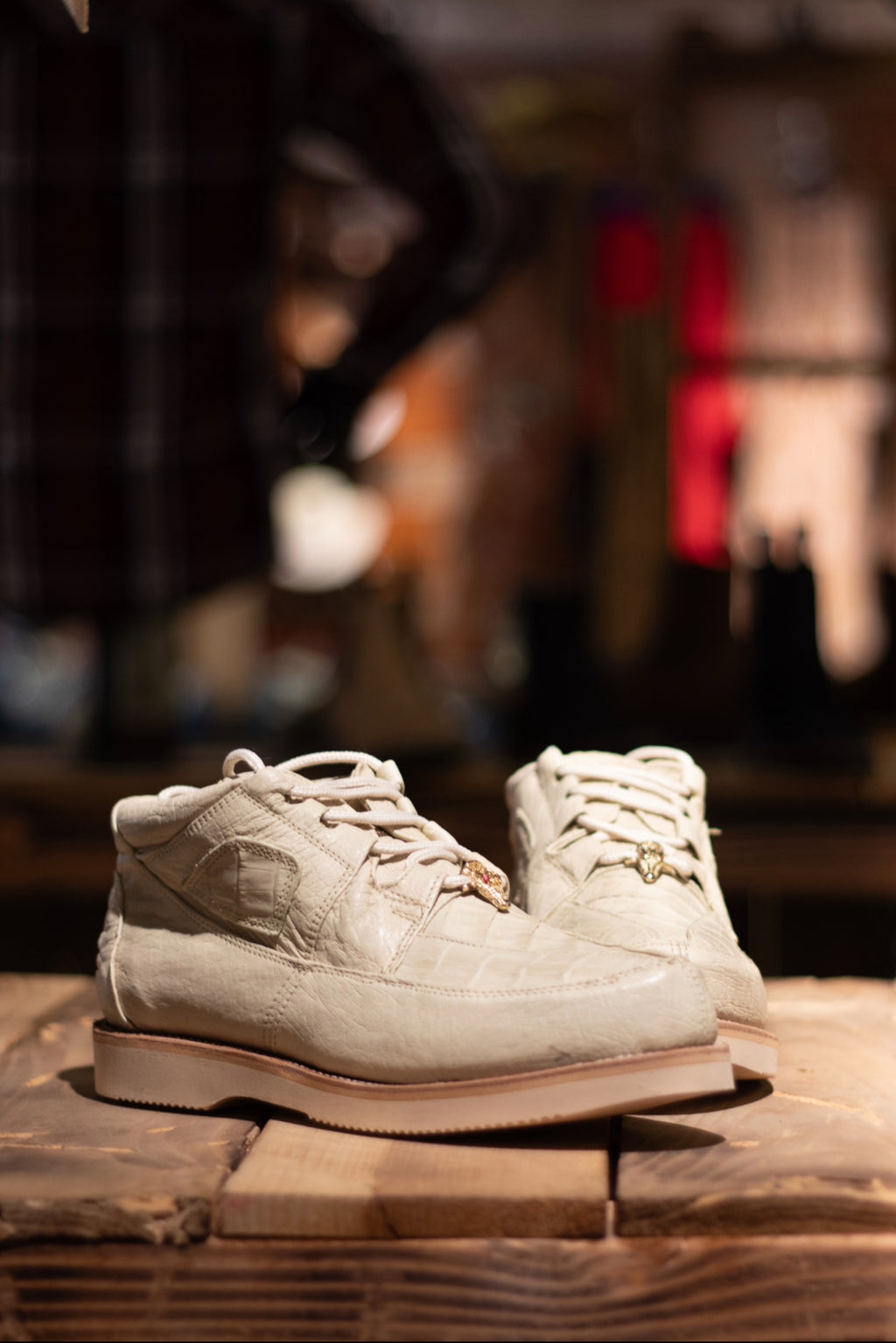 Caiman Ostrich “Winter White” Exotic Shoes