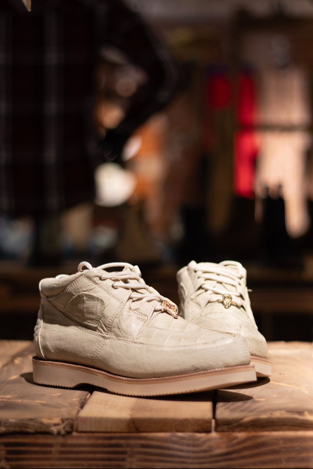 Caiman Ostrich “Winter White” Exotic Shoes