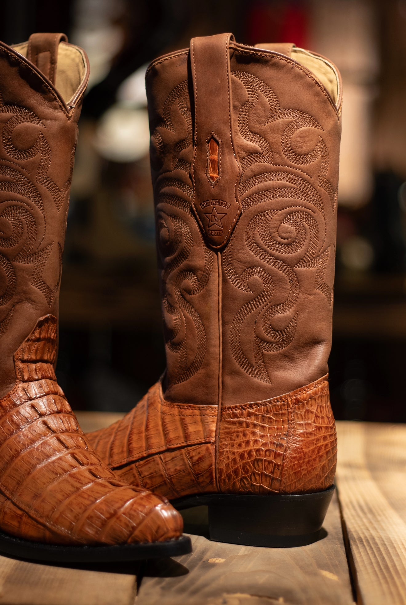 Caiman Tail J Toe “Cognac” Boots