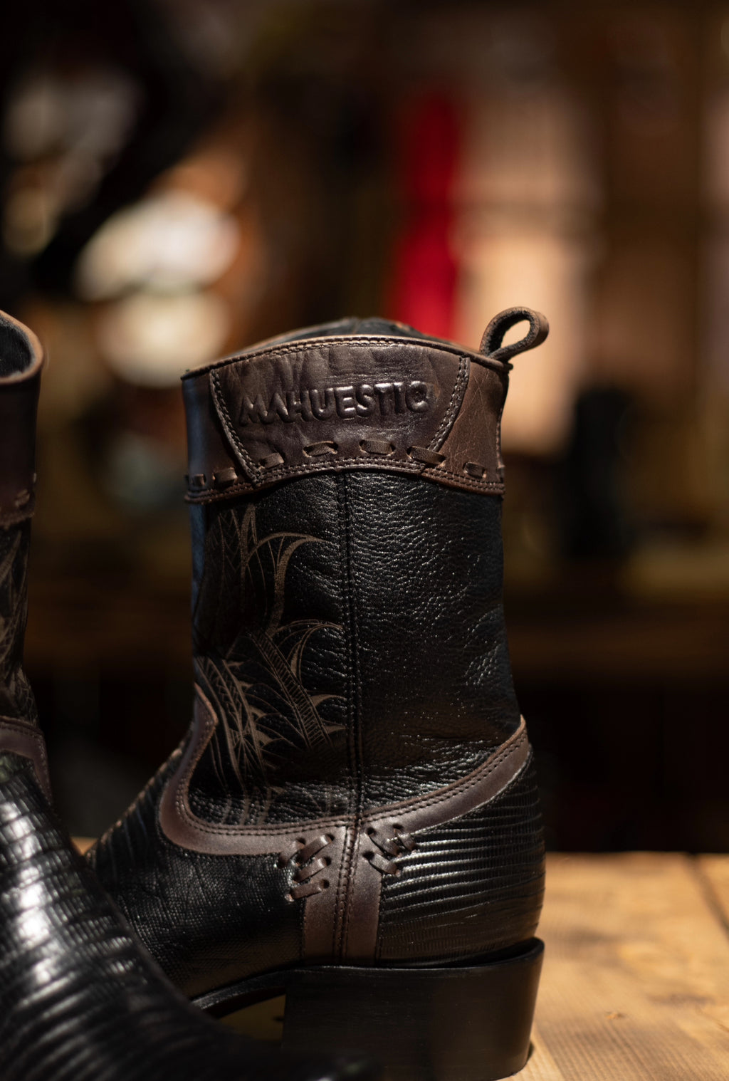 Mahuestic Lizard Midnight Zip Up Dubai Toe Boots