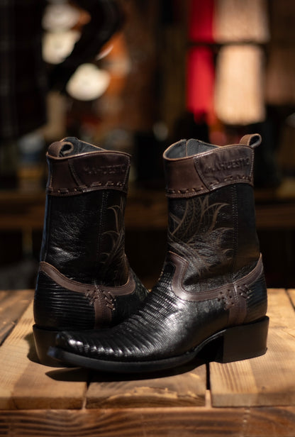 Mahuestic Lizard Midnight Zip Up Dubai Toe Boots