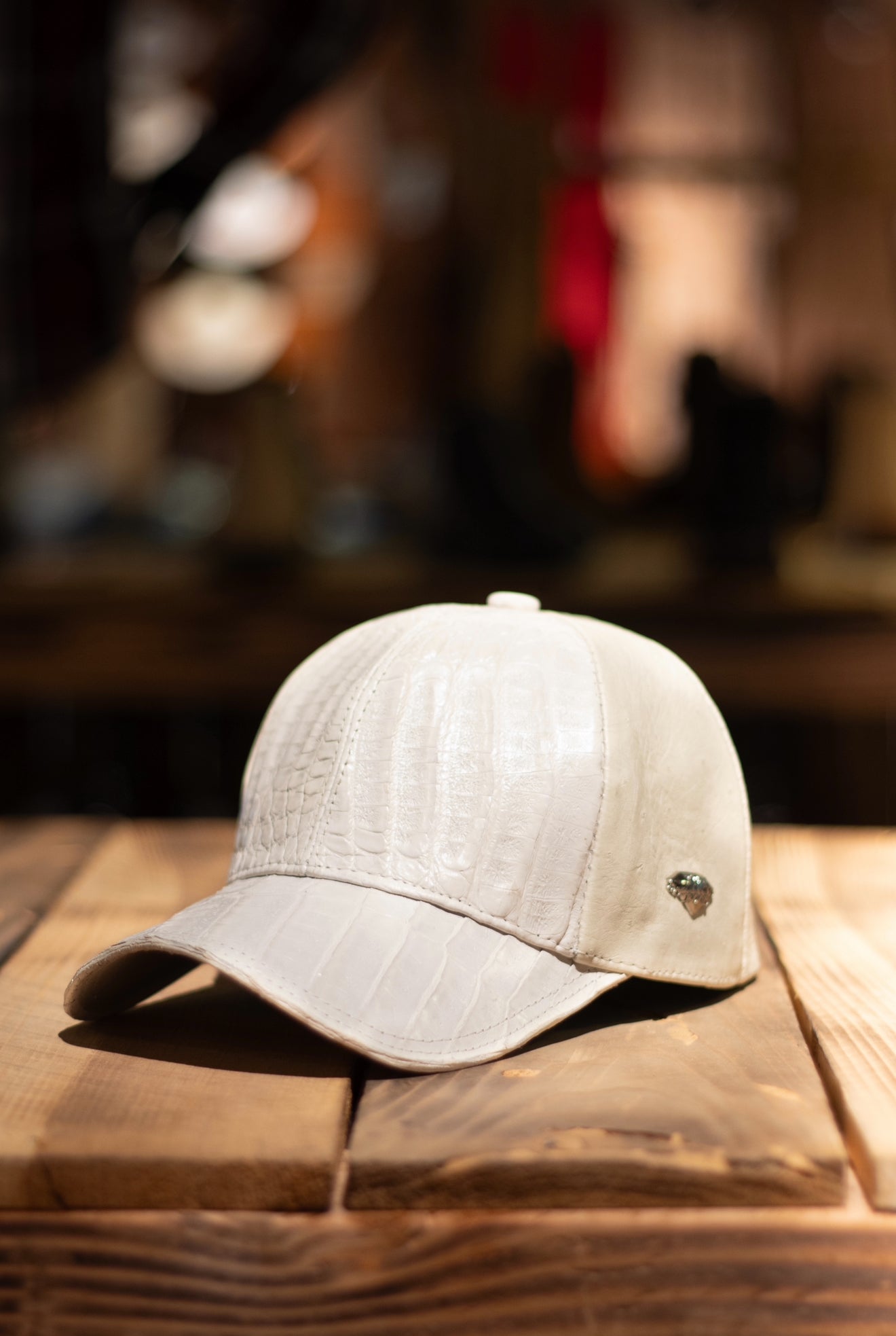 Caiman Ostrich “Winter White” Cap