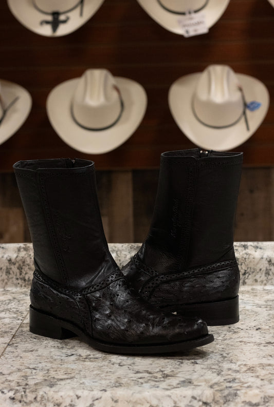 Ostrich Francia Oval “Negro” Boots
