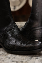 Ostrich Francia Zipper Botin “Midnight Black”
