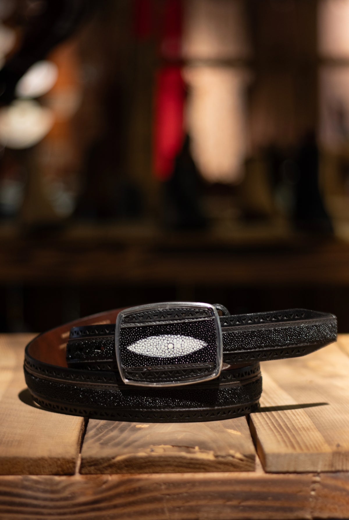 Stingray Belt “Caviar Negro”