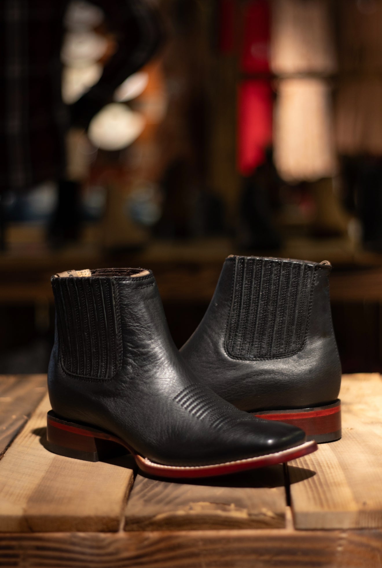 Men’s Square Toe “Belmont Black” Botin