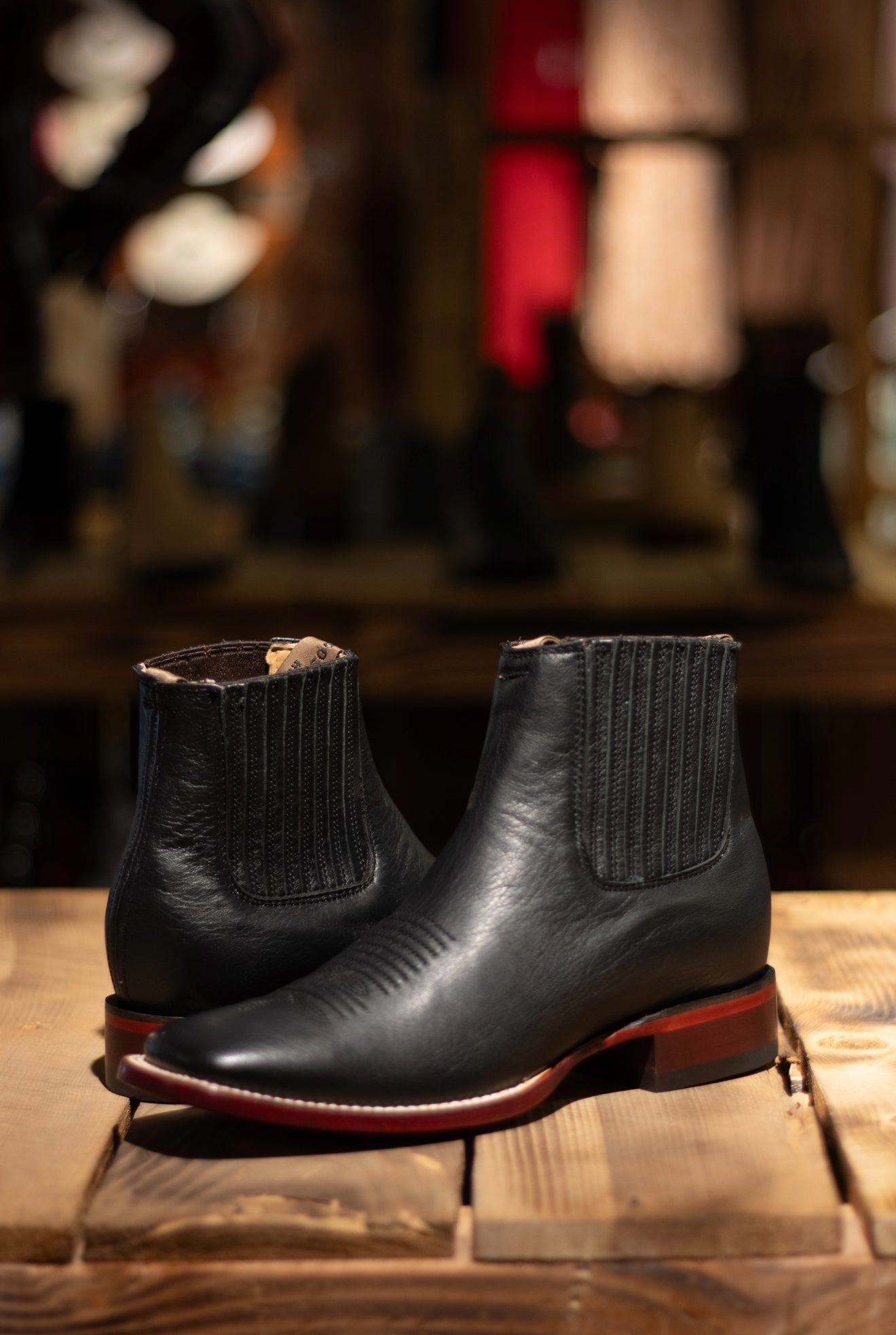 Men’s Square Toe “Belmont Black” Botin
