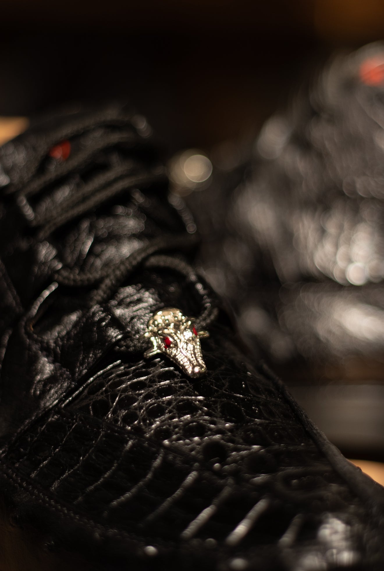 Caiman Ostrich Exotic “Negro” Shoes