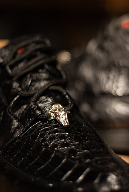Caiman Ostrich Exotic “Negro” Shoes